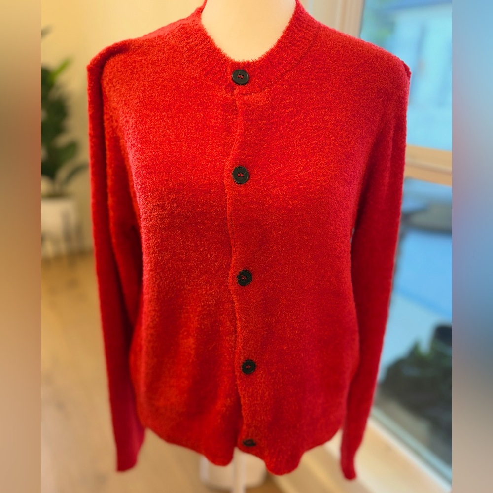 Zenana Ladies Long Sleeve Soft Button Up Sweater Cardigan Red Small New!
